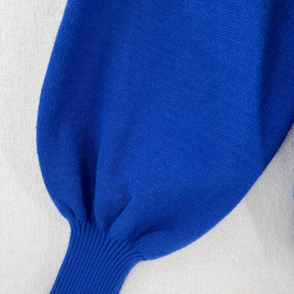 FARM RIO Floral Knit Sweater Women Medium Red White Blue Crew Balloon Colorblock - Picture 14 of 16